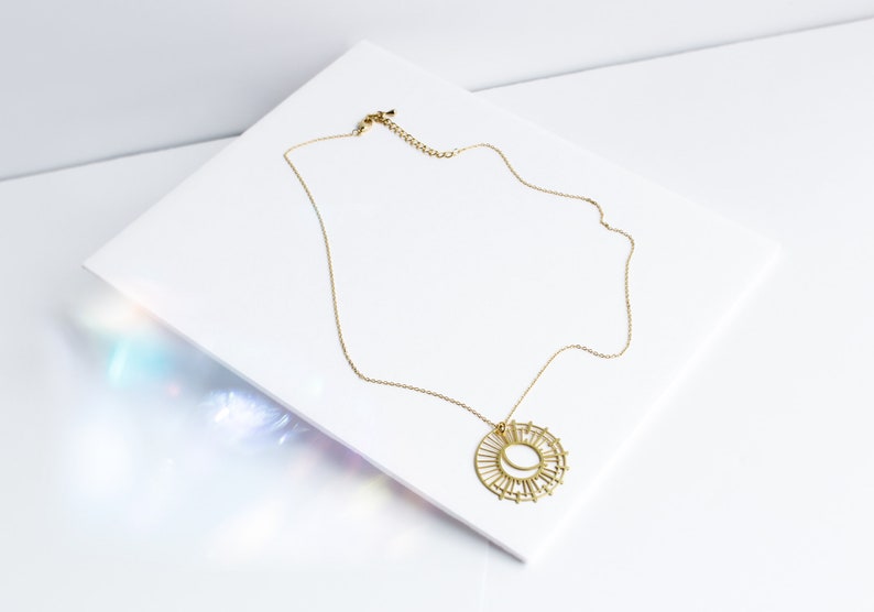 Sun and Moon Gold Tone Lightweight Necklace image 6