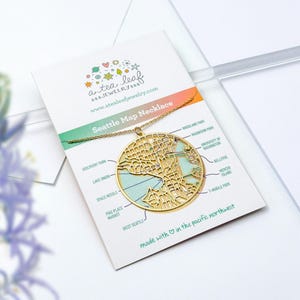 Lichtgewicht ketting Seattle Washington-kaart | Afstudeercadeau-idee