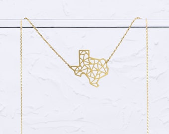 Collar geométrico ligero con diseño llamativo del estado de Texas: idea de regalo para San Valentín