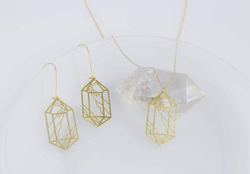 ATL-E-230 Crystal Double Point Earrings Brass