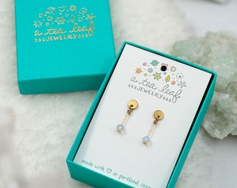 Dainty Opalite Stone Post Handmade Earrings - Limited Edition - Innerstellar Love Jewelry Collection