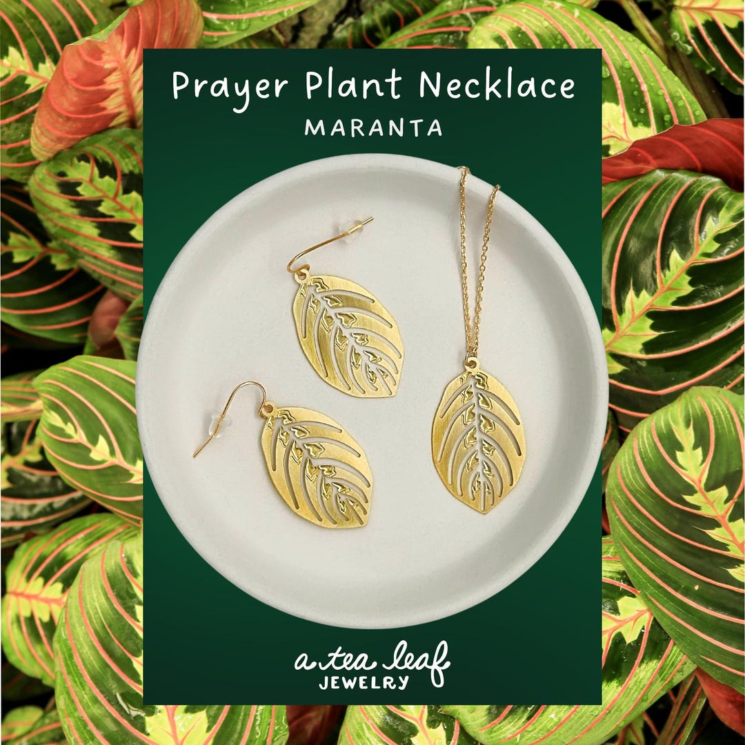 Maranta Prayer Plant Lightweight Statement Leaf Necklace | Gold or ...