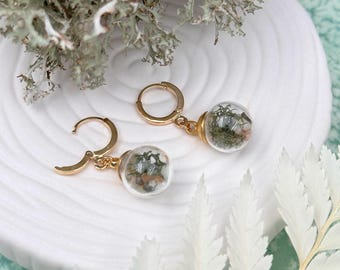 Small Glass Terrarium Huggie Hoop Earrings