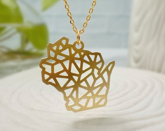 Wisconsin State Geometric Gold Lightweight Necklace