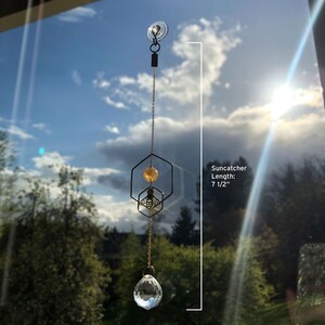 Honeybee Suncatcher with Citrine Quartz Crystal Gemstone and Glass Crystal Rainbow Maker Prism image 2