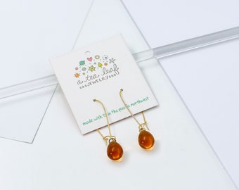 Classic Honey Drop Dangle Statement Earrings Handmade with Czech Glass