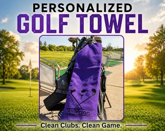 Personalisiertes Golf-Handtuch mit Haken | Waffel Mikrofaser | Benutzerdefinierte Name Golf Geschenk