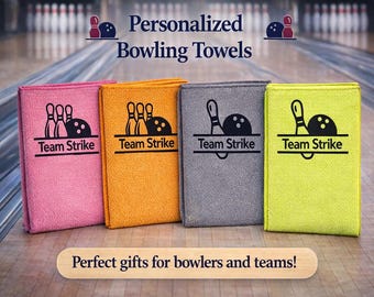 Personalisierte Bowling Handtuch | Benutzerdefinierte Mikrofaser Bowlingtuch | Namenstuch für Bowler | Bowling Geschenk