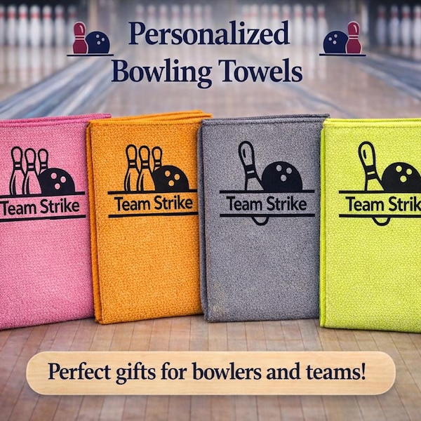 Gepersonaliseerde bowlinghanddoek | Op maat gemaakte microvezel bowlinghanddoek | Naamhanddoek voor bowlers | Bowlingcadeau