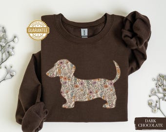 Custom Dachshund Sweatshirt Floral Weenie Dog Mom Sweater Weiner Dog Gifts Cute Pet Owner Wiener Dog Lover Personalized Dachshund Sweater