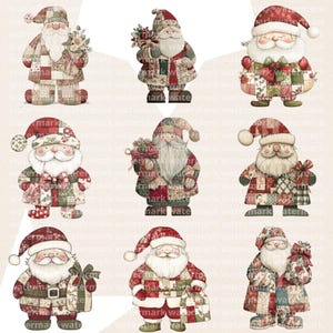 Patched Santa Clipart Set: Vintage Quilt Pngs (24 Files) - Etsy