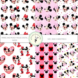 Mickey and Minnie  Seamless Pattern, Digital Paper Mickey and Minnie , Mickey & Minnie Digital Pattern