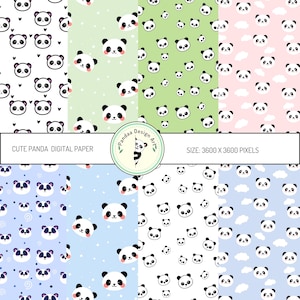Panda Seamless Digital Paper, Scrapbooking Paper, Cute Panda Digital Paper, Panda Digital Pattern