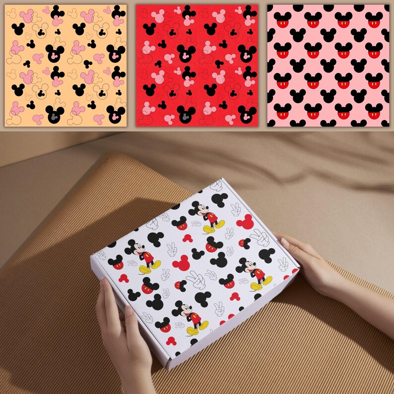 Mickey Mouse Digital Paper, Disney Scrapbook Paper, Mickey Mouse ...
