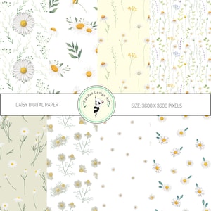 Gänseblümchen Digital Papier, Gänseblümchen Nahtloses Digital Papier, Printable Paper Pack, Gänseblümchen Scrapbooking Papier