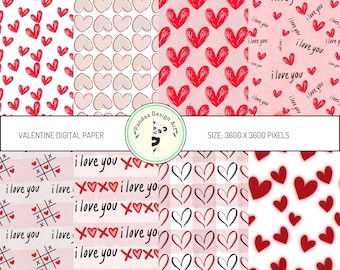 Valentine's Day Seamless Paper: Heart & Love Patterns (Digital Download)