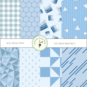 Blue Seamless Digital Pattern, Blue Scrapbooking Paper, Blue Printable Paper, Blue Digital Paper