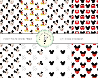 Papel digital de Mickey Mouse, patrón Disney sin costuras (PNG, JPG)