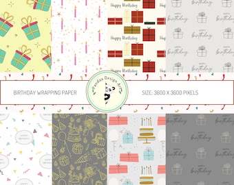 Birthday Digital Paper: Seamless Party Patterns (Digital Download)