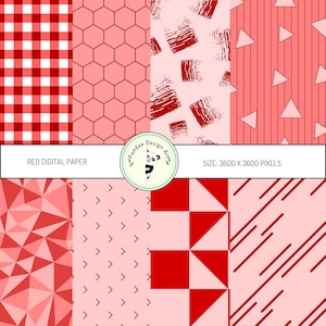 Red Seamless Digital Pattern, Red Scrapbooking Paper, Red Printable Paper, Red Digital Paper