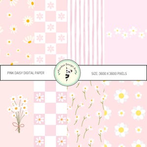 Pastel Pink Daisy Digital Paper, Pastel Daisy Seamless Digital Pattern, Daisy Digital  Paper Pack, Pink Daisy Scrapbooking Paper
