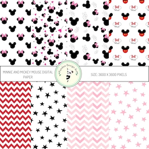 Mickey and Minnie  Seamless Pattern, Digital Paper Mickey and Minnie , Disney Digital Paper