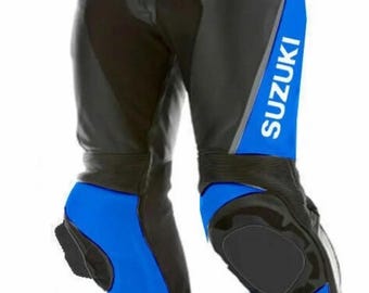 Spodnie motocyklowe Suzuki Track Tailored dla mężczyzn, skórzane, wyścigowe, turystyczne, streetwear