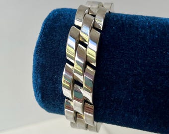 Vintage Taxco Sterling Silver 925 Panther Link Chain Bracelet  (5.9 grams)
