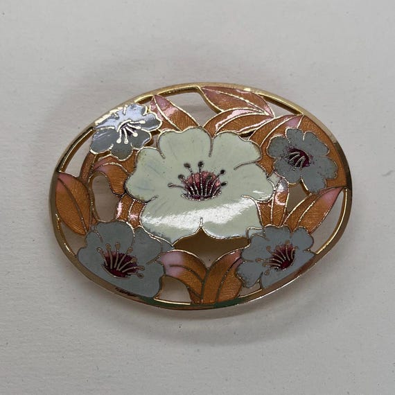 Vintage Cloisonné Floral Belt Clip - Etsy display picture 1