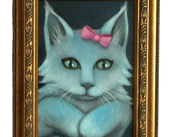Kitty Angel Original Acrylic Painting 5"x7"