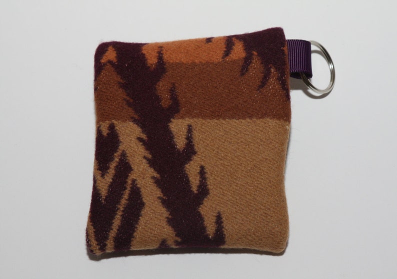Beige Zipper Aztec Print Wool Coin Purse