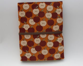 Notepad Organizer - Orange Corduroy Apple Fabric (Notepad Included)