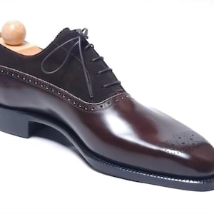 Handmade Brown Leather & Suede Dress Shoe: Men&#39;s Formal Wear