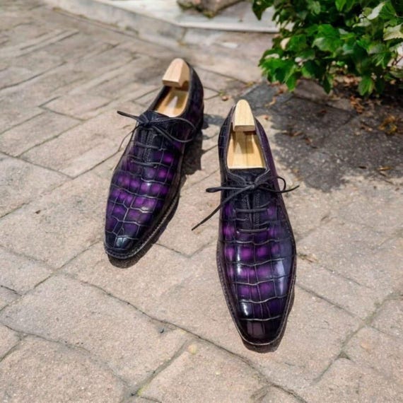 purple and black dress shoes Handmade Two-Tone Alligator Shoes, & Size:us 20w casual boots for men Brands We Love Long Sleeve Missguided Ball