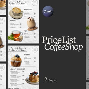Modelo de menu editável Lista de preços para cafeteria