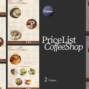 Modelo de menu editável Lista de preços para cafeteria