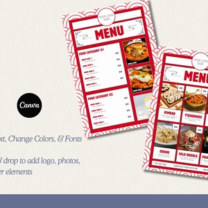 Red Color Example In Menu Editable Menu Template Canva Price List Printable Menu Template ...