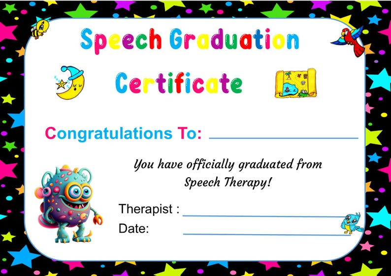 Speech Therapy Graduation Certificate printable - Etsy