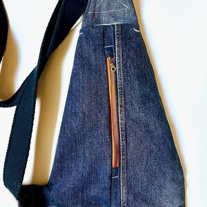 Denim Slingbag Jean Bag  Upcycled Jean Denim Bag Blue Denim Grey Denim Backpack Recycled Denim Gray Black Blue Y2K Street