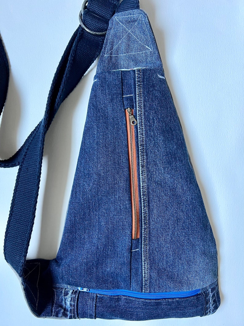 Denim Slingbag Jean Bag Upcycled Jean Denim Bag Blue Denim Grey Denim ...