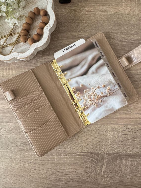 A6 Binder Inserts | Neutral Linen Cardstock Dashboard (Double Sided)
