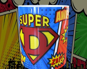 Taza de superhéroe para papá, cumpleaños, día del padre, novedad, cómic, regalo.