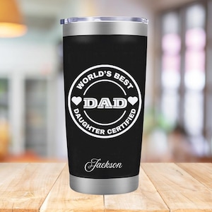 Personalized Fathers Day Gift from Daughter 20oz Insulated Travel Mug for Outdoor Dads  Perfect Gift for Father&#39;s Day, Coffee Lovers
