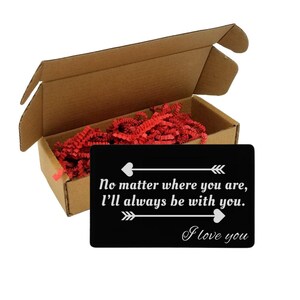 Tarjeta de inserción de billetera I'll Be With You - Regalo de San Valentín y aniversario para novia, novio, esposo, esposa Billetera grabada con láser