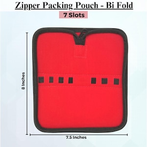 Faux Leather Carrying Case With Zipper Closure Personalized Tools Organizer With 7 Slots Elastic Loops - 7.5"L X 8" - Ideal Gift For Artists