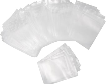 100 bolsas de plástico transparentes con cremallera de 2,5 x 3,5 pulgadas, ideales para cuentas, manualidades, accesorios y pequeñas bolsas de almacenamiento de joyas.