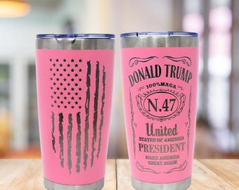 Faça um café ótimo novamente - Copo Donald Trump MAGA - Gravado a laser - Copo Trump EUA Bandeira americana Orgulho - Copo de café político Presente