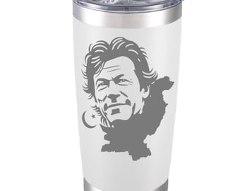 Imran Khan Tribut Tasse | Kultiger Anführer & Cricket Legende | Pakistanische Stolz Geschenk | Gravierter Isolierbecher 20 Unzen | Geschenk für PTI Unterstützer