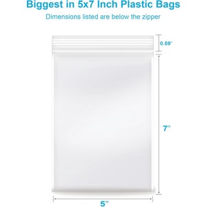 100 Stück 12,7 x 17,8 cm Griff Dichtung Polyethylenbeutel transparent wiederverschließbar durchsichtiger Kunststoff Aufbewahrungsbeutel zur Verwendung für Verpackungen lagerndes organisierendes Teilen