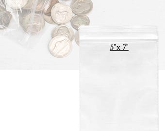 Sacchetti in polietilene con chiusura antiscivolo, 500 pezzi, 5 x 7 pollici, trasparenti, richiudibili, in plastica trasparente, da utilizzare per organizzare e dividere gli imballaggi.
